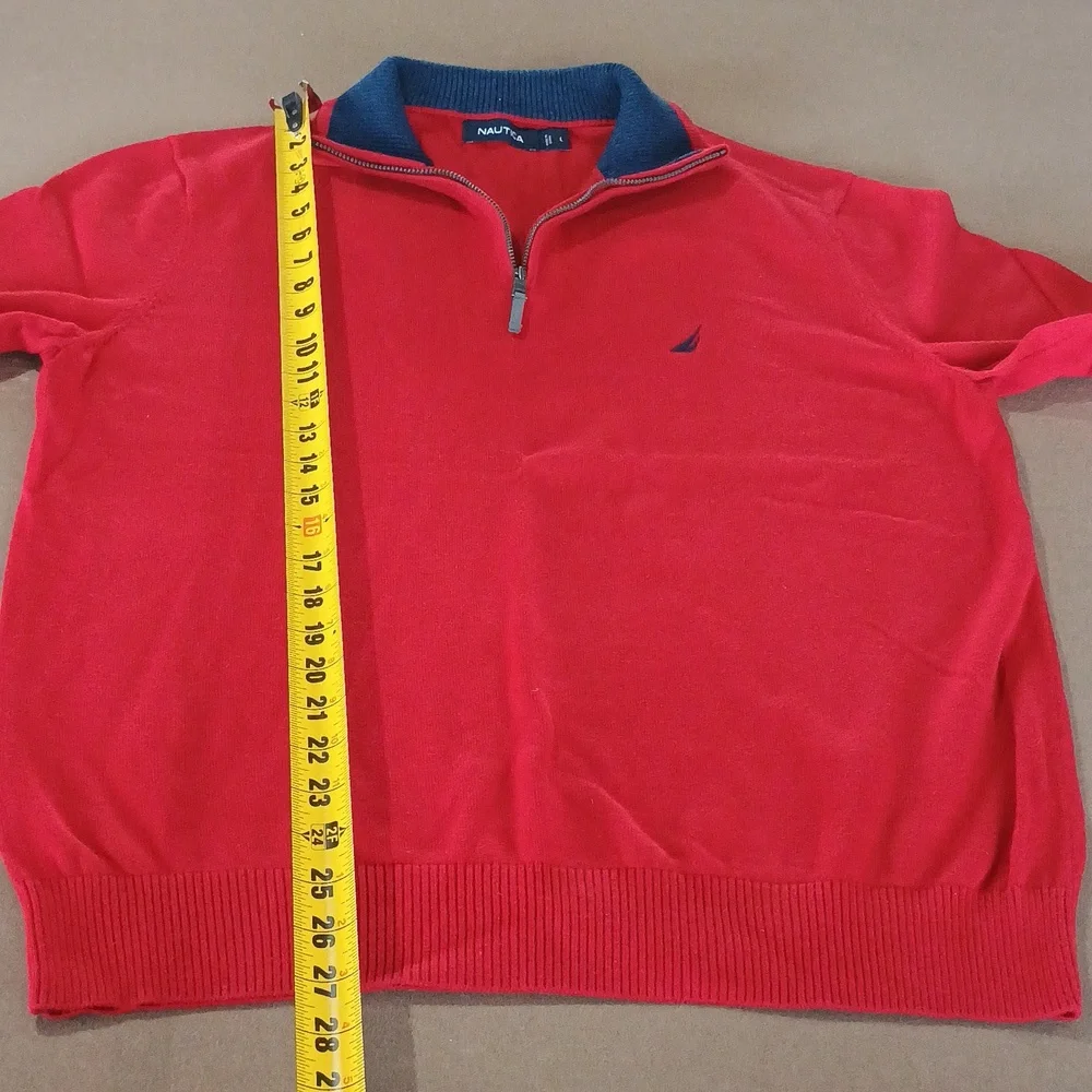 Nautica Men's Knit Sweater, Cotton Quarter-Zip Collar Red Size L